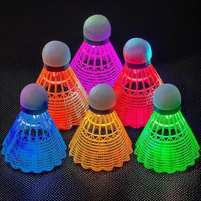 Led-badmintonballen, 6 stuks, nylon, sportbadminton, led-lichtshuttles, lichtgevende shuttles, badmintonset voor kinderen, voor binnen en buiten, sportactiviteiten