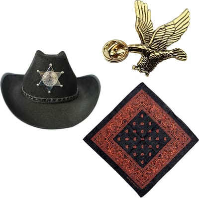 Western Cowboy Kostuum Accessoires Set voor Halloween, Feest, Verkleedpartijen en Theatrale Optredens