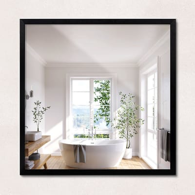 ArtPrintCave Wandspiegel - Spiegel Rechthoek Witte - 50x50 cm - Woonkamerspiegel - Inloopkastspiegel - Hal - Kaptafel spiegel - Spiegel Witte Rand Rechthoek - Industriële Wandspiegel - Wandspiegel Witte Rechthoek