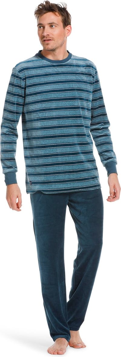 Pastunette heren pyjama velours 23222-614-2 - Blauw - S/48