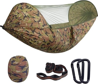 Buiten Hangmat - Kampeerhangmat Boomhangmat - Ontspannen in de Natuur - Met Geïntegreerd Klamboe - 290x140 Cm - Groen