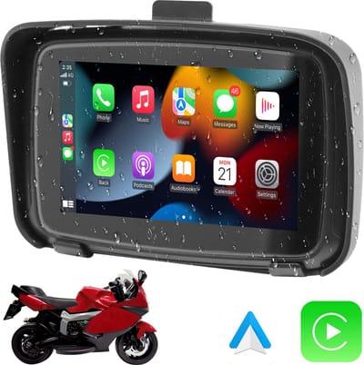 VCTparts® Draagbare Motorfietsnavigatie en Smartphone Koppeling 5 Inch Scherm Waterdicht Android Auto & CarPlay [Handsfree Bellen - 5G - Bluetooth]