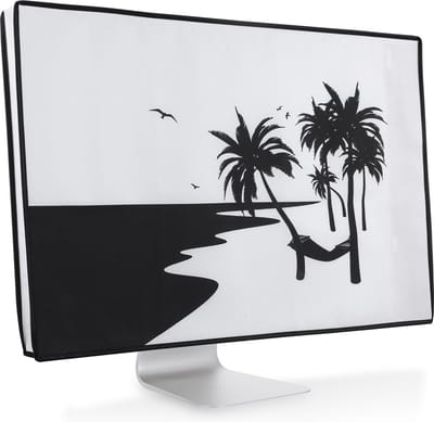 kwmobile beschermhoes monitor geschikt voor 27-28" Monitor - Computerscherm cover - Computer accessoires - PC scherm hoes in zwart / wit - ontspannende hangmat design