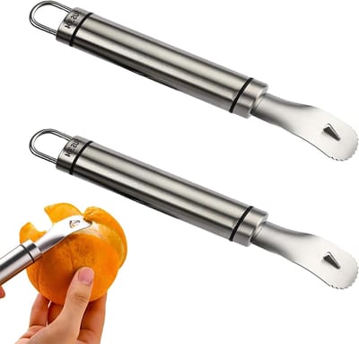 Praktische RVS Schiller voor Citrusvruchten, Mandarijnen en Appels - Set van 2 Stuks voor Eenvoudig Schillen in de Keuken