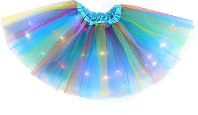 Lichtgevend LED - Rokje / Tutu - Volwassen - Regenboog Blauw - Met Gekleurde RGB Verlichting