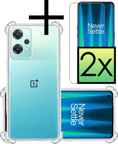 Hoesje - Met Screenprotector - 2 Stuks - Geschikt voor OnePlus Nord CE 2 Lite - Sterk & Shockproof - Siliconen Case - Back Cover - Telefoon Hoes - Shock Proof - Transparant