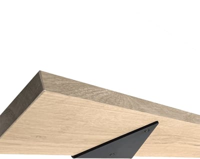 GoudmetHout® Wandplank Industrieel - 40 x 15 cm Muurplank - Eiken Hout - Decoratie Wandrek & Boekenrek - Hangplank Keuken - Wall Shelf + 2 Driehoekvormige Mat Zwarte Plankdragers van Staal