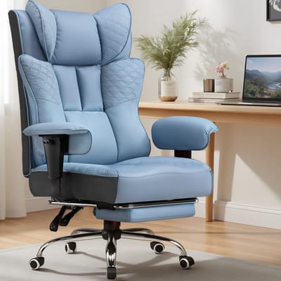 GTPLAYER - Gaming Stoel - 150° Verstelbaar met Voetensteun en PU - Blauw
