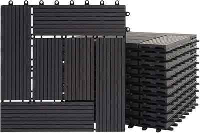 WPC Vloertegels - Houtcomposiet Tegels - Balkon Terras - Houtlook 3D Structuur - 1 m² - Teak