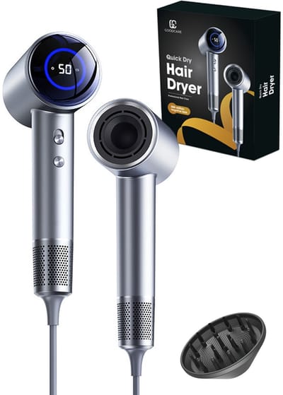Goodcare QuickDry™ Fohn met Temperatuur indicatie - Diffuser - Stijl & Krullen - Ionische Haardroger met Coolshot Technologie - Haarföhn - Reisföhn