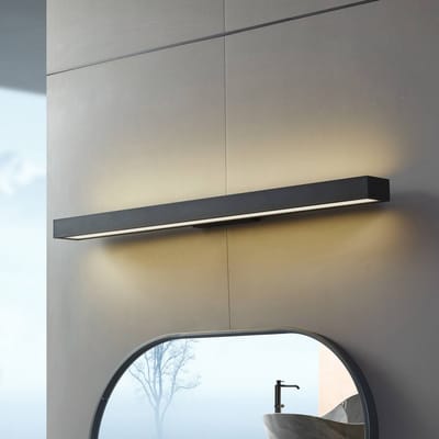 Lucande LED spiegellamp Zafira, zwart, aluminium, 90 cm, IP44