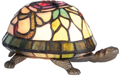 Lumilamp Tiffany Tafellamp 15x22x13 cm Bruin Rood Glas Schildpad