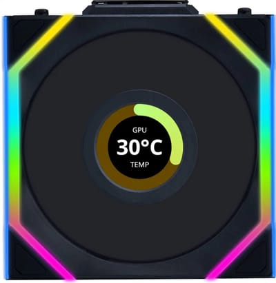 Lian Li UNI FAN SL Wireless LCD Black - Ventilatorhuis 120mm - 350 - 1900 rpm - 31 dBA - 4-pin PWM - Lian Li L-Connect - ARGB - zwart
