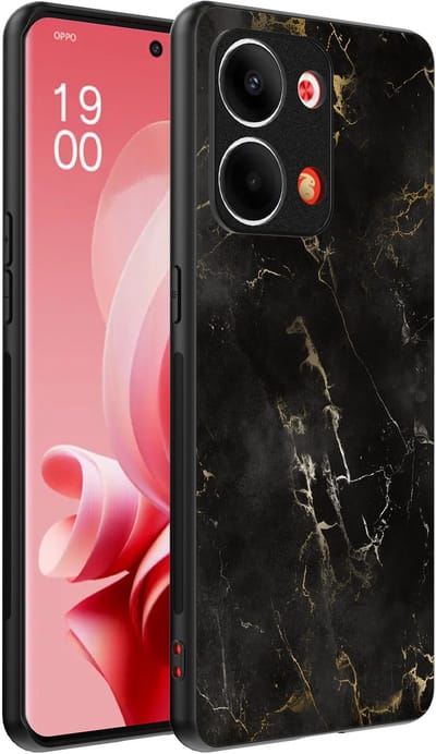 Smartphonica Telefoonhoesje Geschikt voor Oppo Reno 9 / 9 Pro met marmer opdruk - TPU backcover case black marble design - Zwart geschikt voor Oppo Reno 9;Oppo Reno 9 Pro