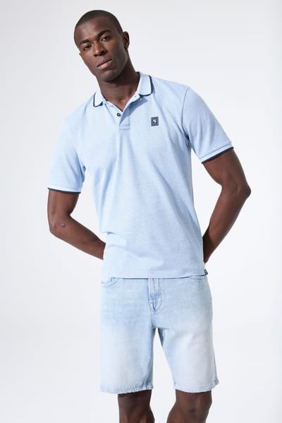 Garcia Z1033 Korte Mouw Poloshirt Blauw M Man