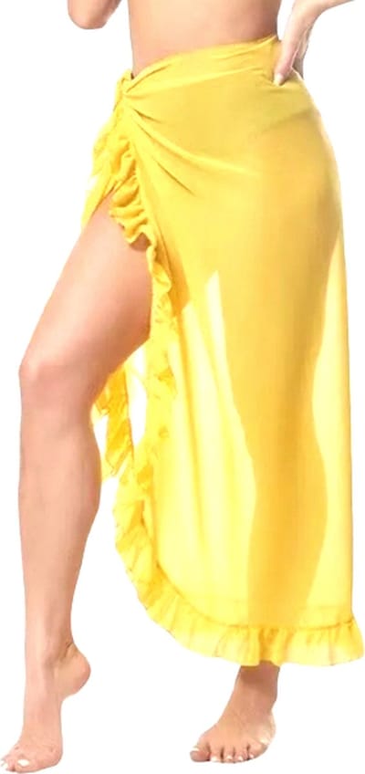 ASTRADAVI Pareo - Sarong met Roches - Dames Strandkledding Omslagdoek - Geel
