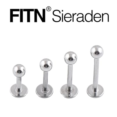 FITN-LBB-Chirurgisch Staal Labret Oorpiercing-Zilver Kleurige-1.2*6*3mm-Barbell Lichaamspiercing Oor Piercing met een Balletjes
