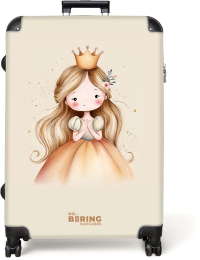 NoBoringSuitcases.com® - Koffer groot - Reiskoffer lichtgewicht - Prinses in gouden tinten - Rolkoffer met 4 wielen - Grote trolley XL - 98 liter bagage