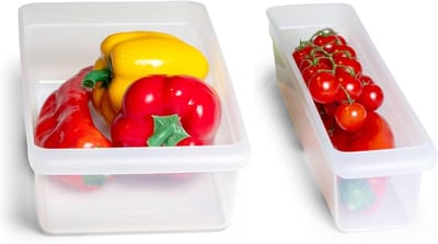 Novaliv Koelkastset van 2 organizers Koelkast Klein + Middel BPA-vrij Keukenorganisatie Keukenorganizer Koelkastorganizer Voedselveilige flessenorganizer Opbergvak Koelkastvak