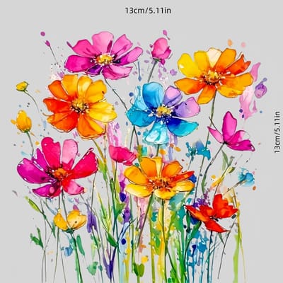 Duurzame Vinyl Auto Stickers - Levendig Olieverf Bloemenontwerp Waterdichte & Krasbestendige Stickers voor Auto's, Vrachtwagens, SUV's - Achterlichten Size: 12.98 cm * 12.98 cm white