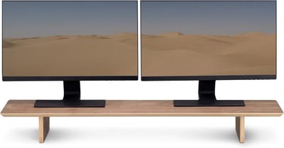 Houten Monitorstandaard voor 2 Schermen - 109 x 23 x 12 cm - Ergonomisch en Ruimtebesparend