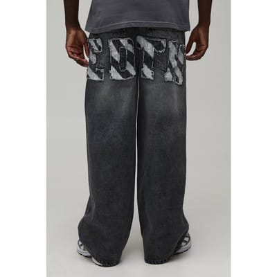 Jeans Met Zebra Applicatie En Baggy Fit | Light Grey | Size 28R