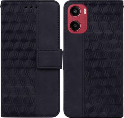 Coverup Hoesje - Geschikt voor Motorola Moto G05 / E15 Hoesje - Coverup Geometric Book Case - Zwart