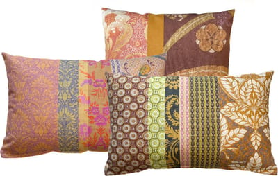 NIN-NIT - Boho Chic Kussenset - set van 3 kussens - sierkussens - bloemen - strepen - roze - geel - oranje - beige - bruin - blauw - groen - multicolor - 40x60 cm - 50x50 cm - velvet