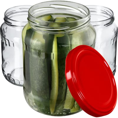 KADAX Inmaakpotten, jampotten, 720 ml, inmaakpotten met schroefdeksel, potten met schroefsluiting, voorraadpotten om in te leggen (rood, 8 stuks)