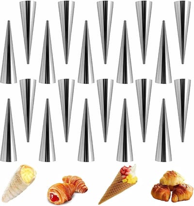 20-delige set cannoli en crème hoorn mallen - Roestvrij staal, geschikt voor gebak en desserts