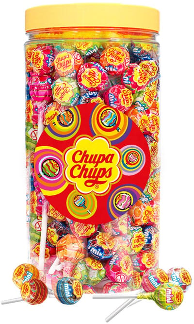 Chupa Chups Mini lollies - snoepmix met fruitsmaken - in herbruikbare bokaal - 630g