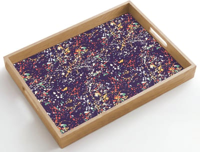 Dienblad hout 50x35 cm - Schootdienblad - Spat - Abstract - Stippen - Borrelplank rechthoek - Plateau dienbladen