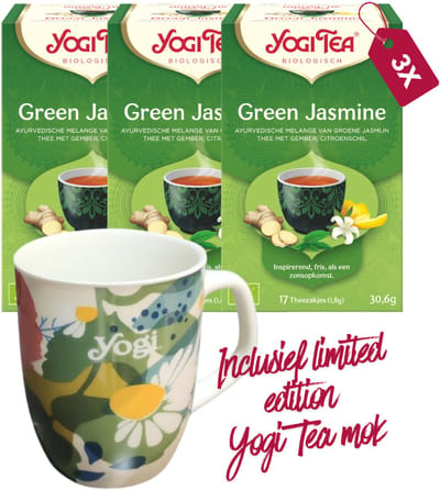 Yogi Tea Green Jasmine Bio - 3 pakjes - inclusief limited edition Yogi Tea mok