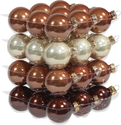 Othmar Decorations Kleine kerstballen - 36x st - bruin tinten - D4 cm - glas - kerstversiering