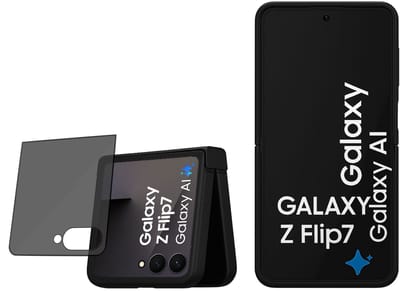 Technow hoesje + Privé Screenprotector geschikt voor Samsung Galaxy Z Flip 7 – Privacy Tempered Glass - Back Case - Cover - Zwart