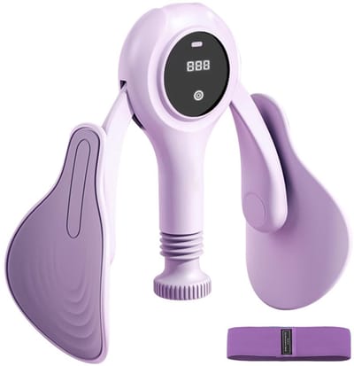 Dailygoods - 2 stuks dijbeentrainer, bekkenbodemtrainer, bekkenbodem-heuptrainer, antislip bekkenbodemtrainer met teller, bekkenbodemspiertrainer met weerstandsband voor beenversterking (paars)