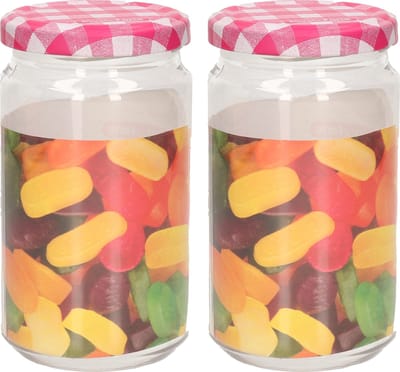 Plasticforte Weckpot/inmaakpot Classic - 2x - 450ml - kunststof - draaideksel - rood - D7 x H13 cm