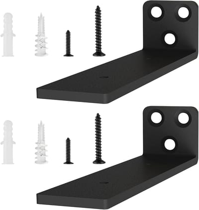 Robuuste Wandgemonteerde Draagbeugels voor Zwevende Planken, 2 Stuks, L-vormige Metalen Steunen voor Thuisopslag en Decoratie (Zwart/15cm)