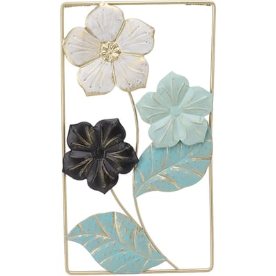 Décoration Murale Pendentif Mural Fond TV Décoration Murale Style Nordique Métal Fleur Décor pour Salon white