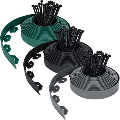 NAIZY Flexibele Graskant 10m Bloemranden van PP-kunststof Tuinomranding met 30 Bevestigingsnagels Bloemranden 5cm hoog voor de tuin, Groen