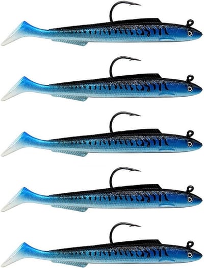5 STKS Paddle Tail Swimbaits - Zachte Plastic Viskunstaas Kits met Jig Head voor Bass, Forel, Roodbaars - Zoutwater & Zoetwater