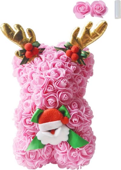 Livano Rozen Teddy Beertje - Rozen Beer - Rose Bear - Valentijn Cadeautje Voor Haar & Hem - Vrouw - Roze - XMAS Editie