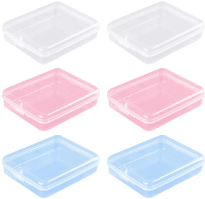 6-Delige Mini-Plastic Doos, Rechthoekige Verpakkingsdoos, Draagbare Opbergdoos, Kan Katoenen Uitstrijkjes, Soezen, Sieraden Opslaan.