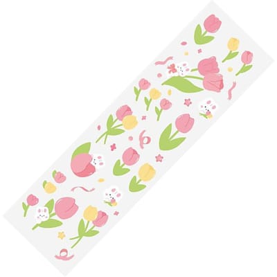 Junk Journal Sticker Decal DIY Decoratieve Materialen Lief Schattig Tulpen Bloemen Patroon beige