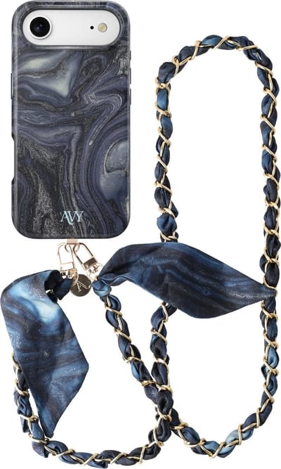 AVY Hoesje Met Telefoonkoord | Geschikt voor Apple iPhone Air | Compatibel met MagSafe & Qi2 | Hard Shell Back Cover | Stijlvol Bijpassend Koord Crossbody (120CM) | Obscura Blue