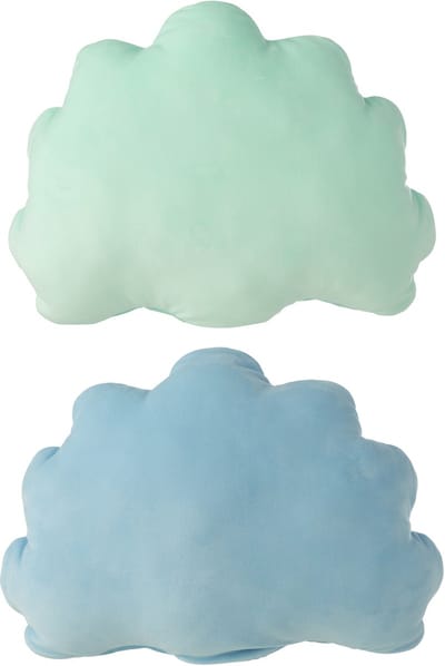 J-Line kussen voor kinderen - polyester - blauw/muntgroen - set van 2