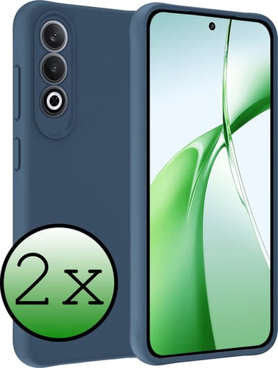 Hoesje 2 Stuks - Geschikt voor OnePlus Nord CE4 - Sterk & Shockproof - Case Siliconen - Back Cover - Telefoon Hoes - Donkerblauw