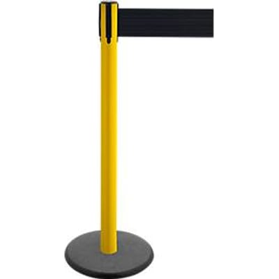 Afzetpaal met trekband GLA 29, geel, trekband zwart