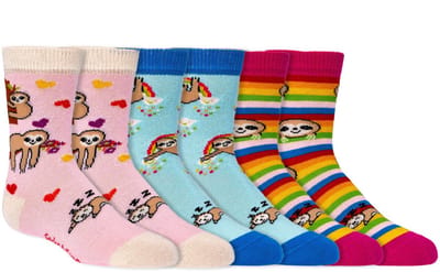 Kindersokken | Grappige sokken | Print: Luiaard | Kleur: Meerkleurig | Maat: Diverse maten | 6 paar