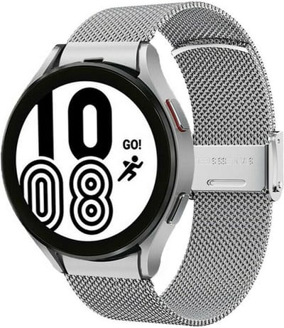 By Qubix - Milanese bandje met klemsluiting 20mm - Zilver - Geschikt voor Samsung Galaxy Watch 7 (40 & 44mm) - Galaxy Watch FE - Galaxy Watch 6 - Galaxy Watch 6 Pro - Galaxy Watch 5 - 5 Pro - Galaxy Watch 4 - 4 Classic